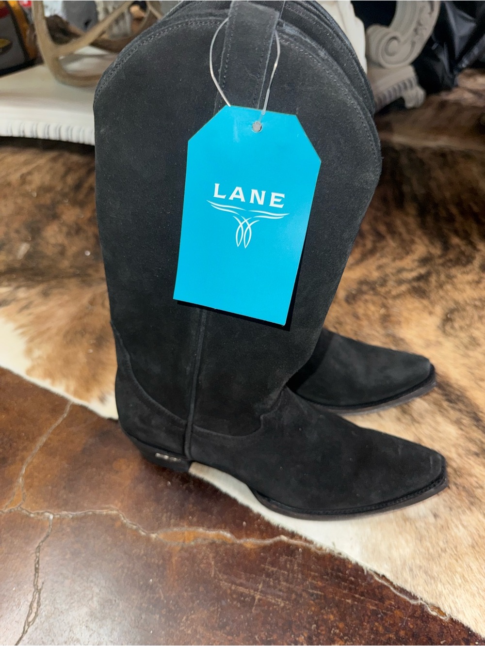 Lane Women's Black Suede Heeled Boots
